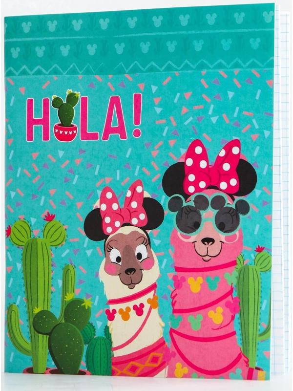 Тетрадь 48 листов в клетку, картонная обложка «Минни Маус. Лама» / 1 шт.