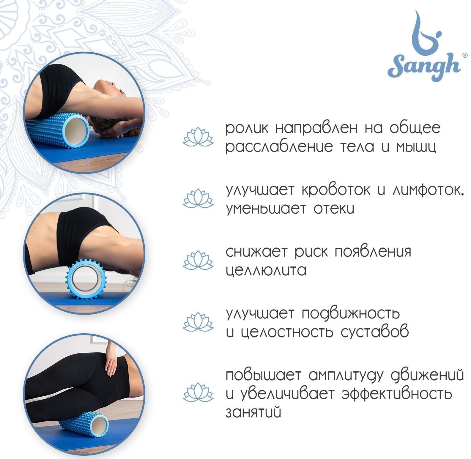 Роллер массажный для йоги 33 х 12 см, цвет светло-голубой