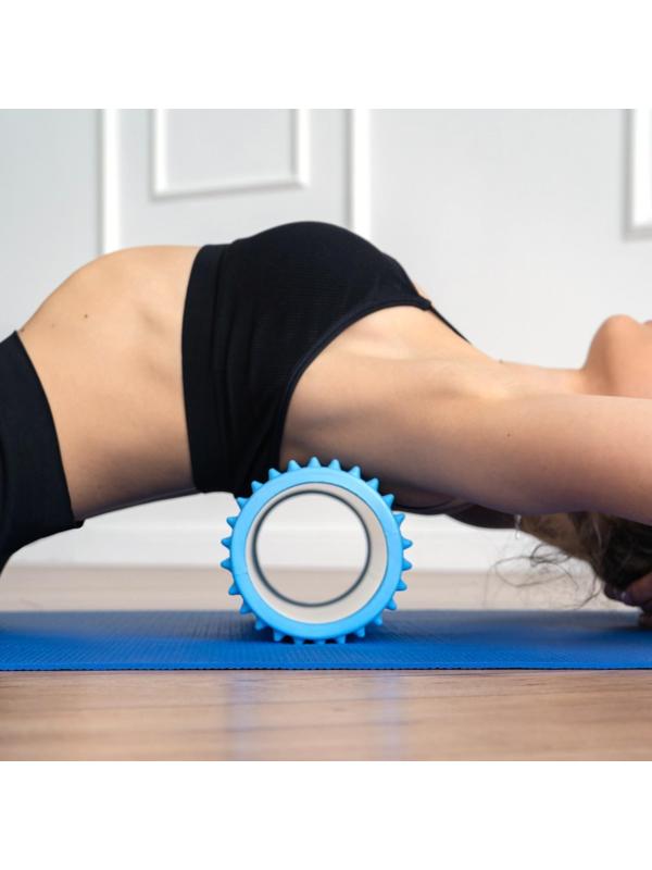 Роллер массажный для йоги 33 х 12 см, цвет светло-голубой