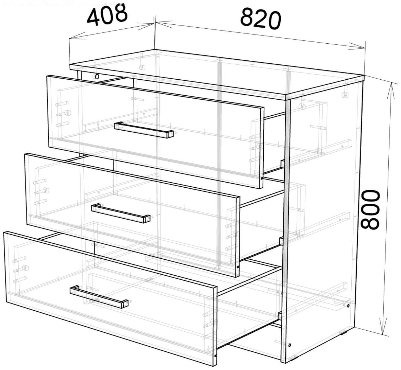 Комод Адель 820х405х800 Ясень шимо темный/Ясень шимо светлый
