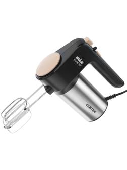 Миксер Centek CT-1123 Beige, ручной, 800 Вт, 6 скоростей, турбо-режим, чёрно-бежевый
