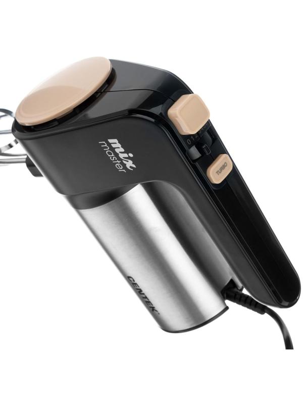 Миксер Centek CT-1123 Beige, ручной, 800 Вт, 6 скоростей, турбо-режим, чёрно-бежевый