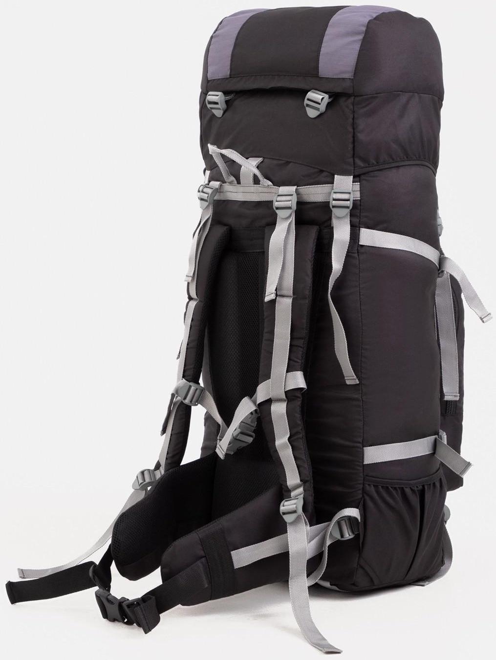 Рюкзак туристический, 90 л, отдел на шнурке, наружный карман, 2 боковых сетки, цвет чёрный/серый