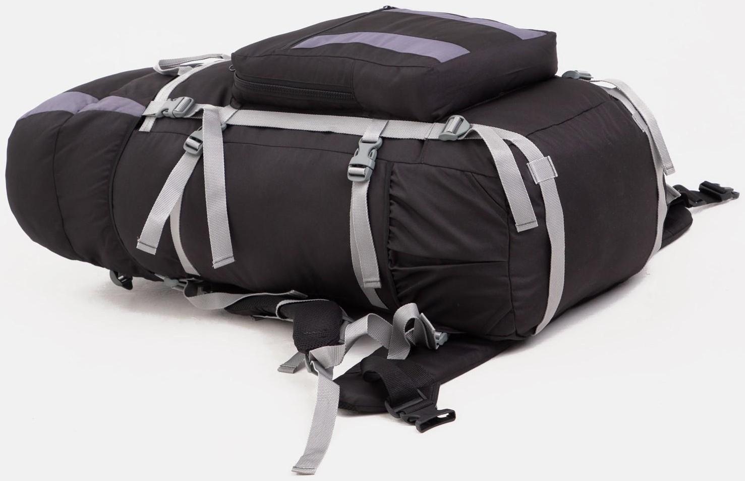 Рюкзак туристический, 90 л, отдел на шнурке, наружный карман, 2 боковых сетки, цвет чёрный/серый
