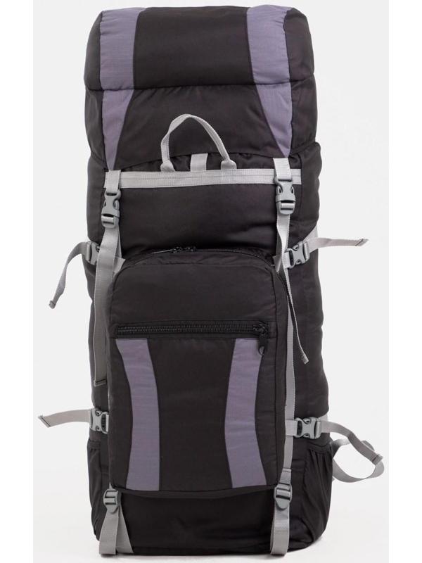 Рюкзак туристический, 90 л, отдел на шнурке, наружный карман, 2 боковых сетки, цвет чёрный/серый