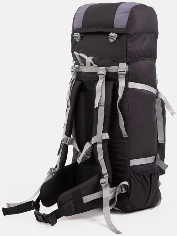 Рюкзак туристический, 90 л, отдел на шнурке, наружный карман, 2 боковых сетки, цвет чёрный/серый