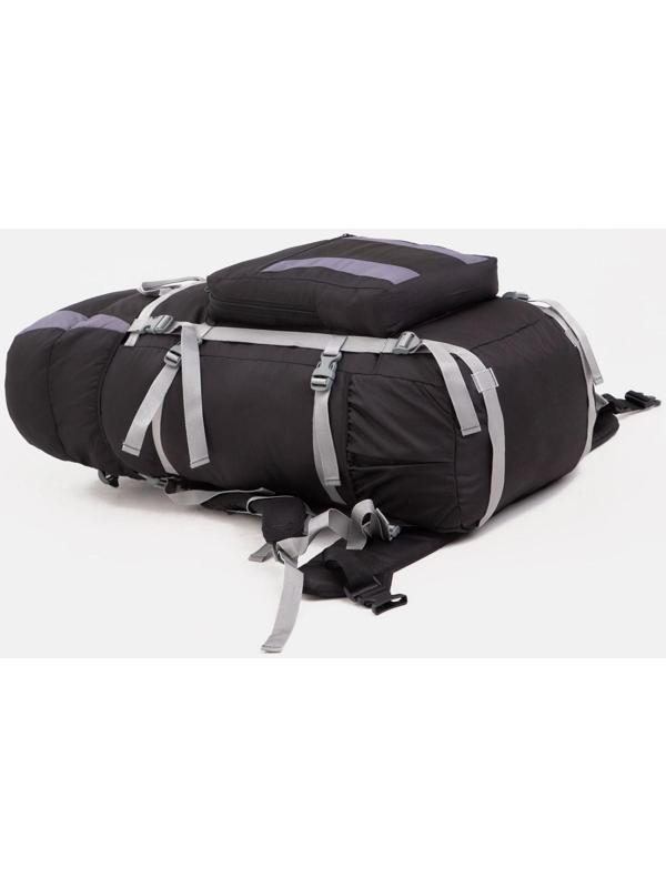 Рюкзак туристический, 90 л, отдел на шнурке, наружный карман, 2 боковых сетки, цвет чёрный/серый