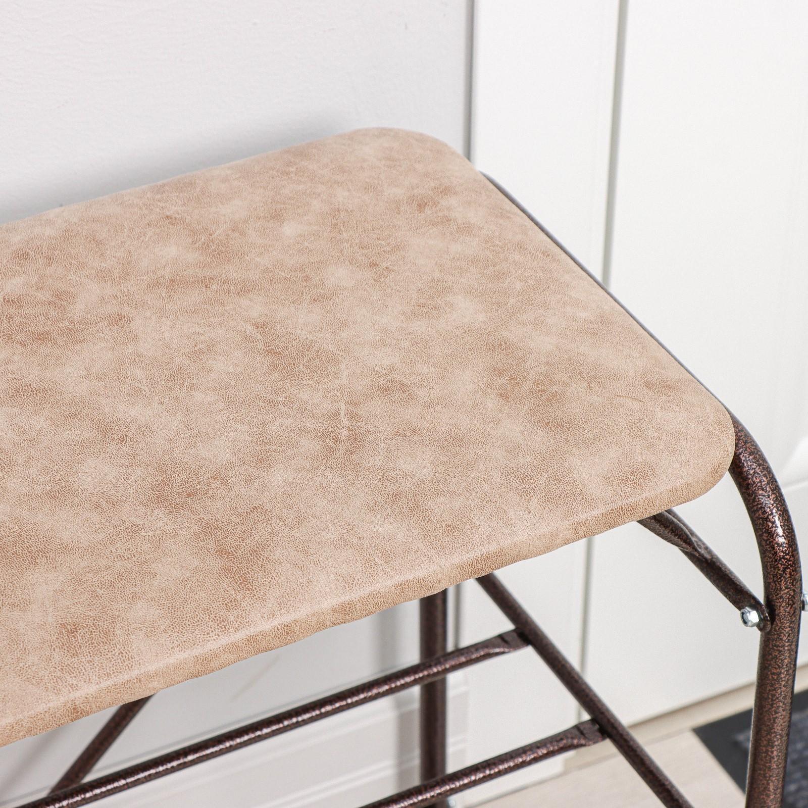 Подставка для обуви с сиденьем, 3 яруса, 45×32×48,5 см, замша, цвет медный антик