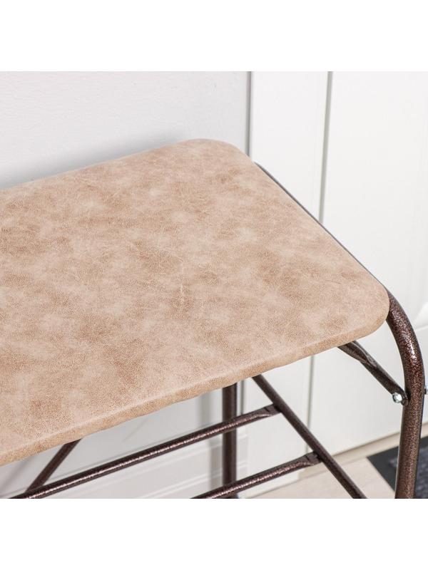 Подставка для обуви с сиденьем, 3 яруса, 45×32×48,5 см, замша, цвет медный антик