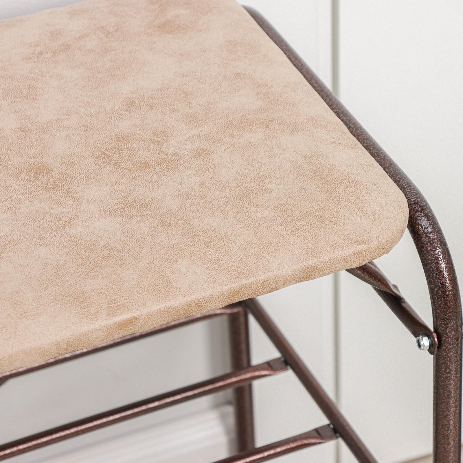 Подставка для обуви с сиденьем, 3 яруса, 65×32×48,5 см, замша, цвет медный антик