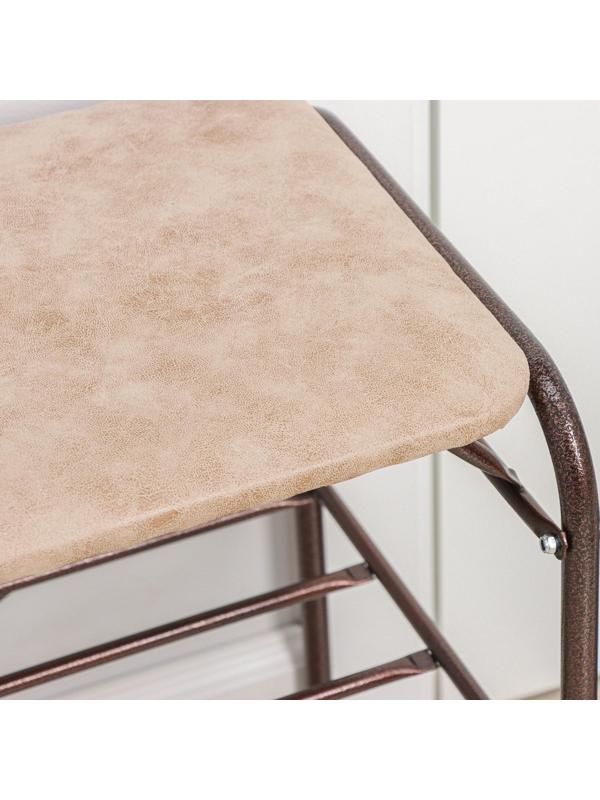 Подставка для обуви с сиденьем, 3 яруса, 65×32×48,5 см, замша, цвет медный антик