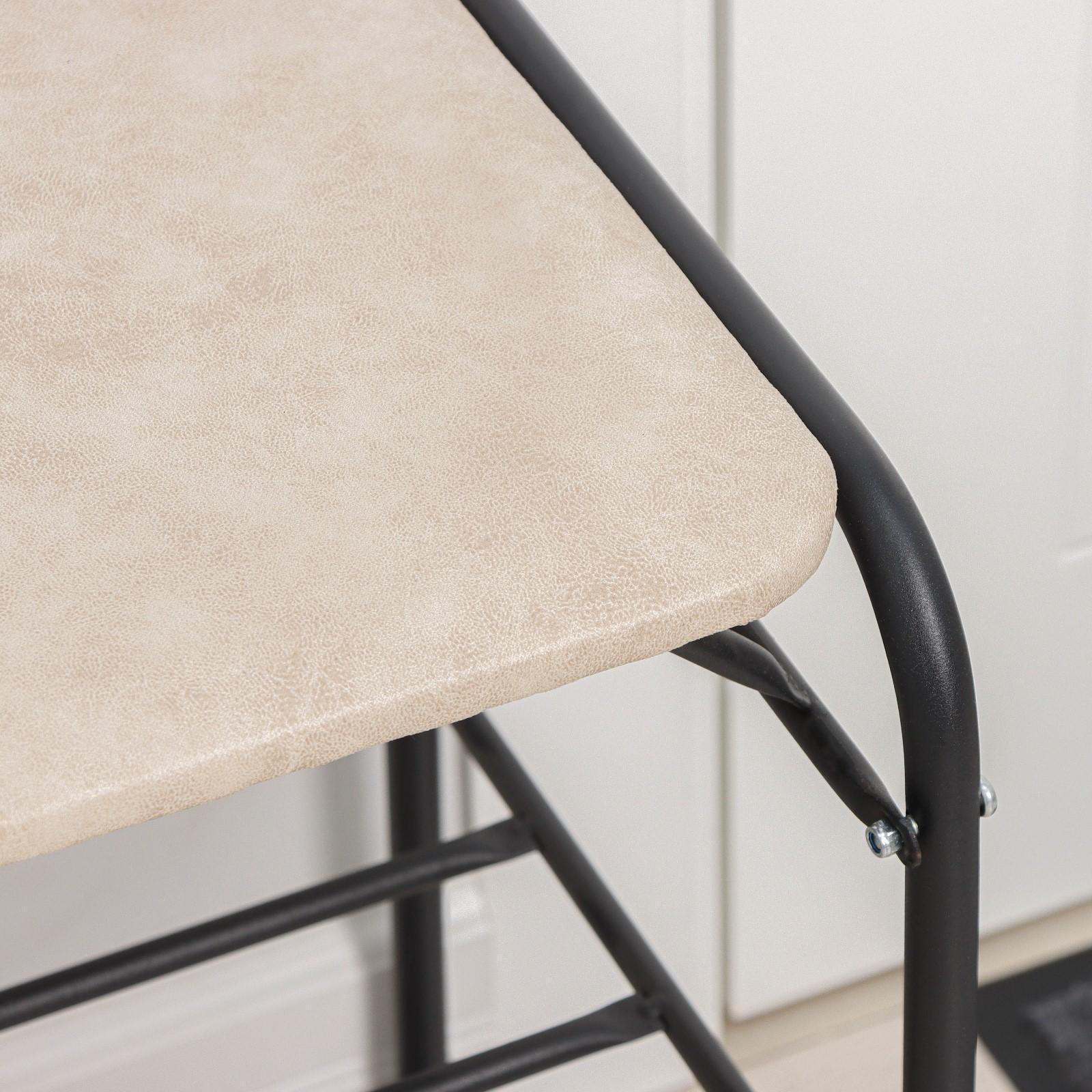 Подставка для обуви с сиденьем, 3 яруса, 65×32×48,5 см, замша, цвет чёрный