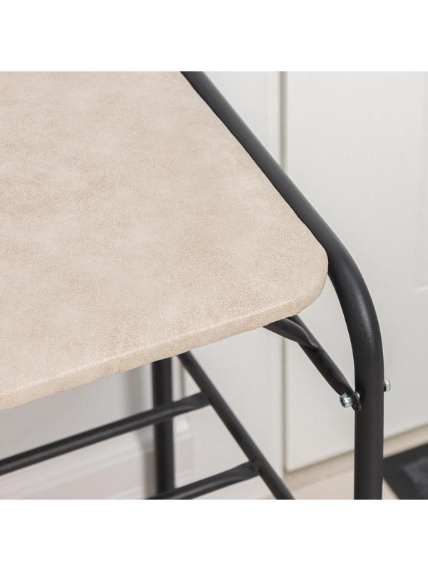 Подставка для обуви с сиденьем, 3 яруса, 65×32×48,5 см, замша, цвет чёрный