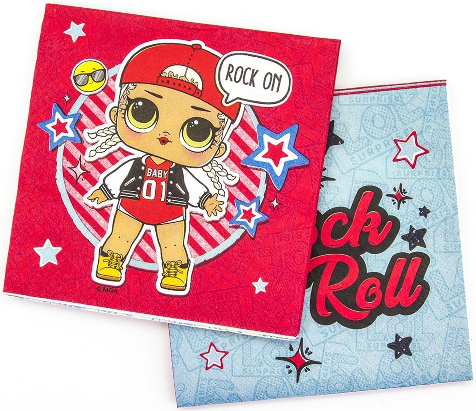 Салфетки бумажные «Кукла LOL», набор 12 шт., 33х33 см