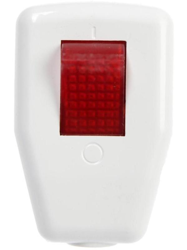 Вилка угловая, 16А, с з/к, с выключателем, белая, розничная упаковка