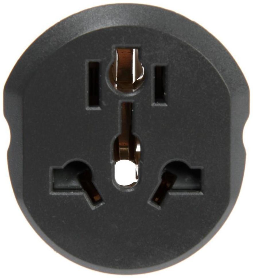 Переходник универсальный 16А, с з/к, 220 В, черно-белый, заподлицо в розетку,розн. упак.