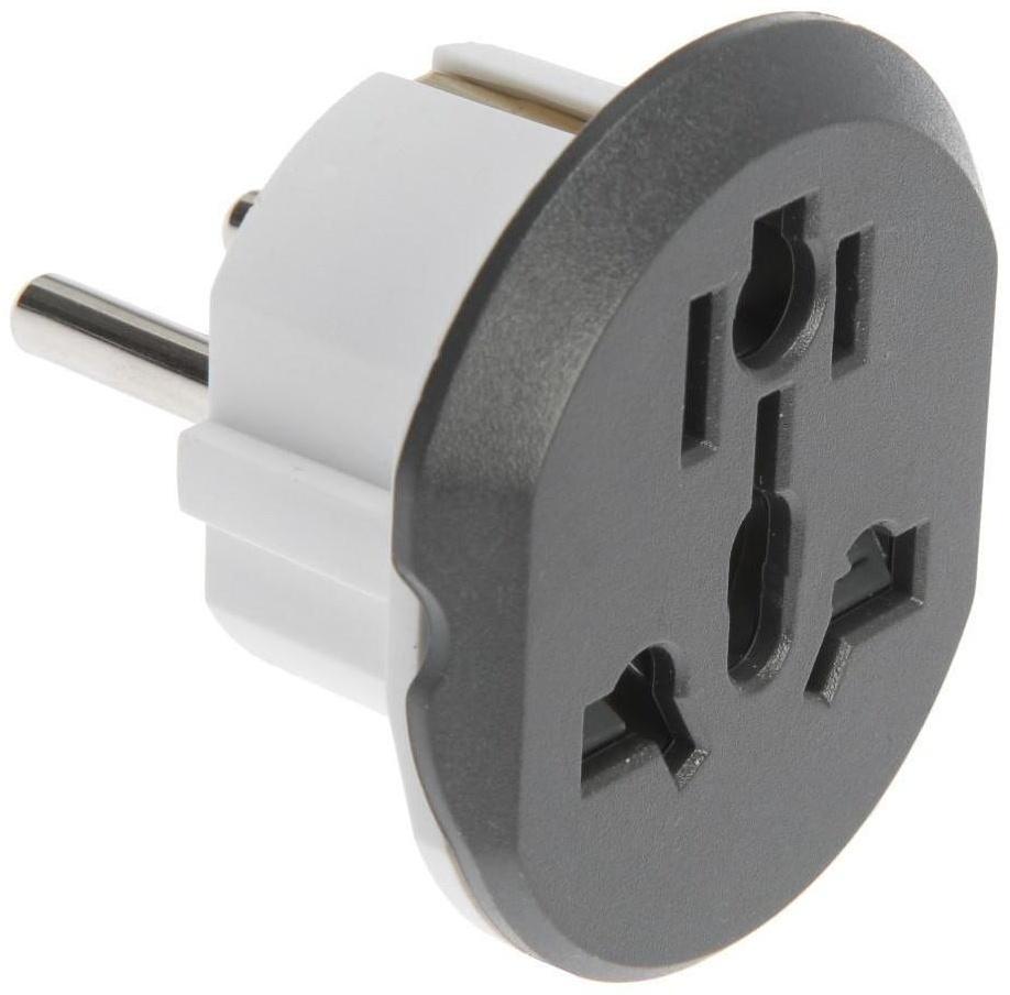 Переходник универсальный 16А, с з/к, 220 В, черно-белый, заподлицо в розетку,розн. упак.