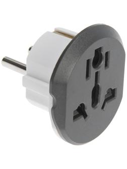 Переходник универсальный 16А, с з/к, 220 В, черно-белый, заподлицо в розетку,розн. упак.