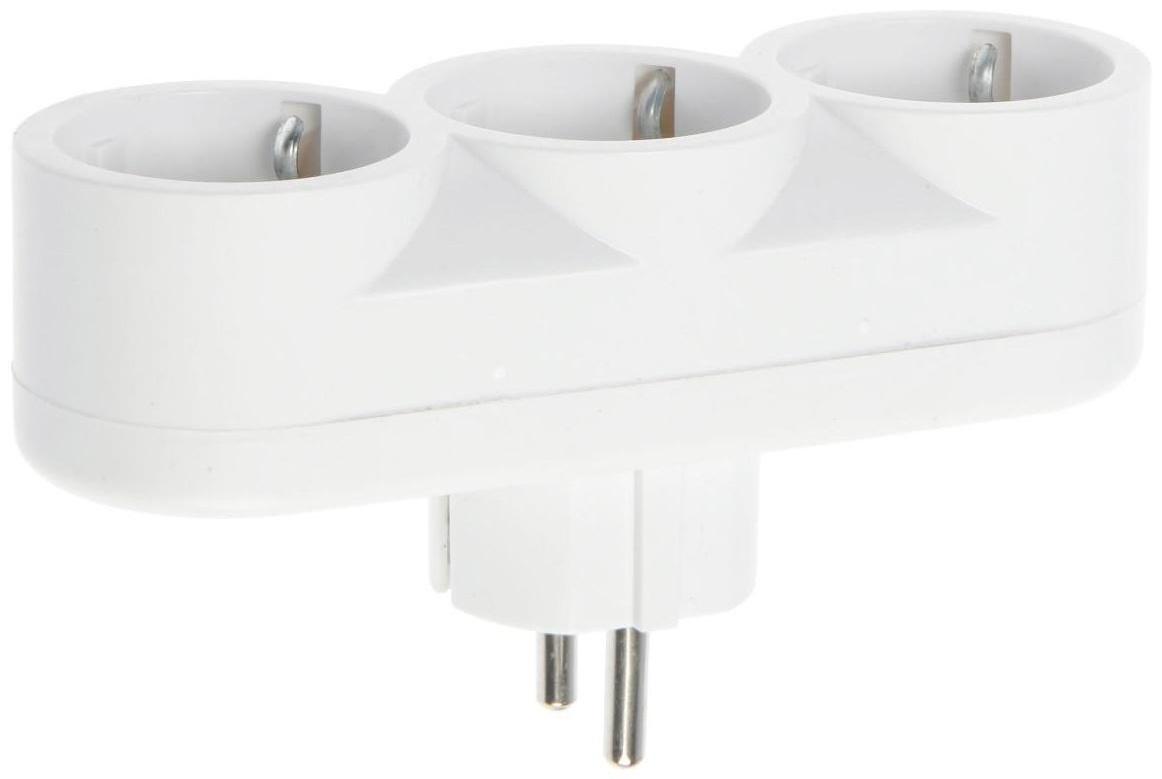 Разветвитель 3 розетки, 16А, с з/к, 220 В, белый, розничная упаковка.