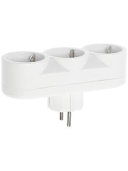 Разветвитель 3 розетки, 16А, с з/к, 220 В, белый, розничная упаковка.