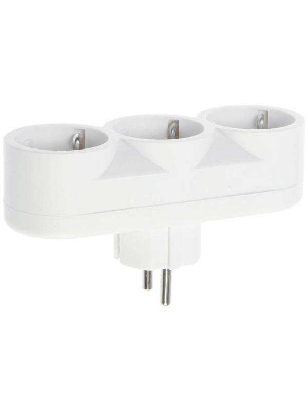 Разветвитель 3 розетки, 16А, с з/к, 220 В, белый, розничная упаковка.