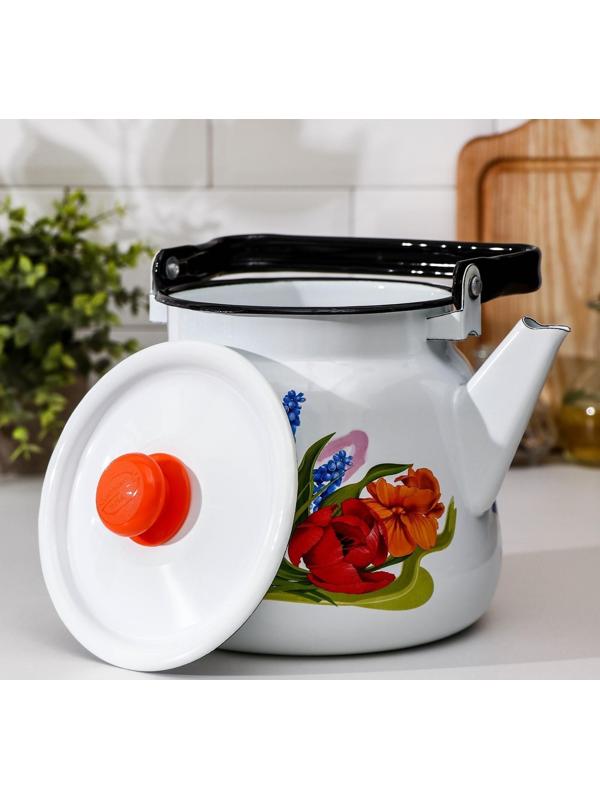 Чайник «Тюльпан Май», 3,5 л, с кнопкой, индукция, цвет белый