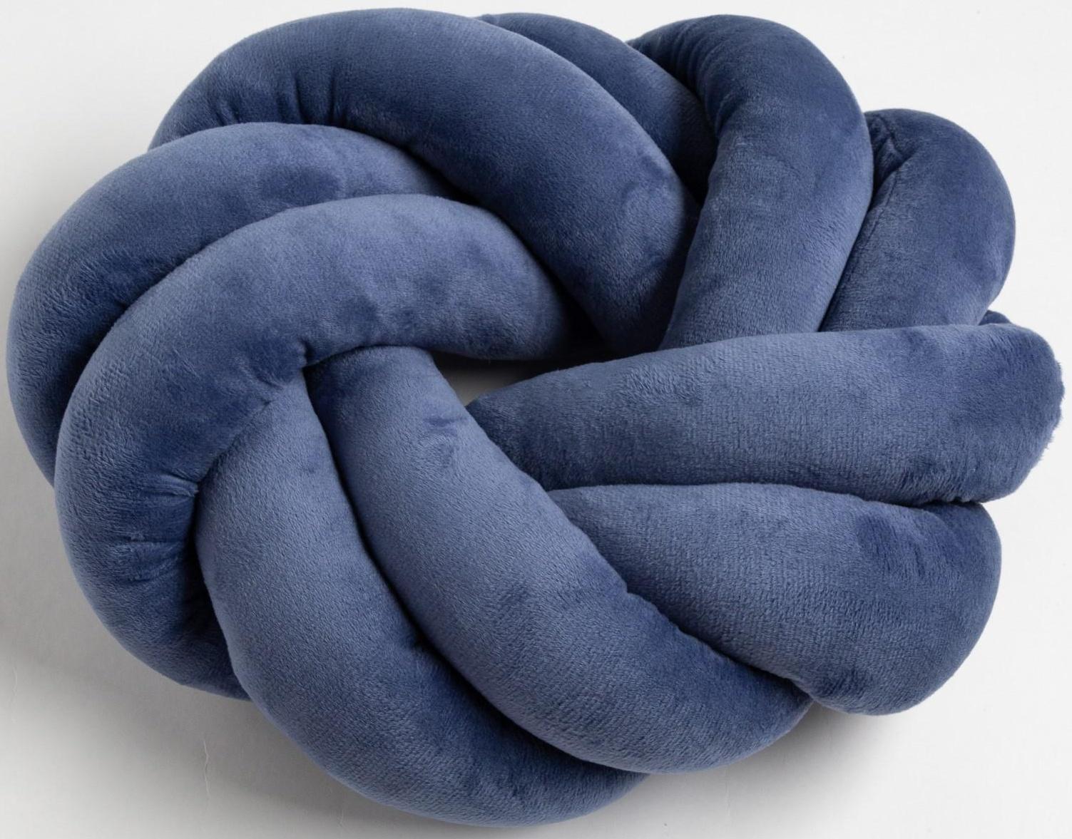 Подушка-узел «Этель», d=33см, цвет синий, велюр