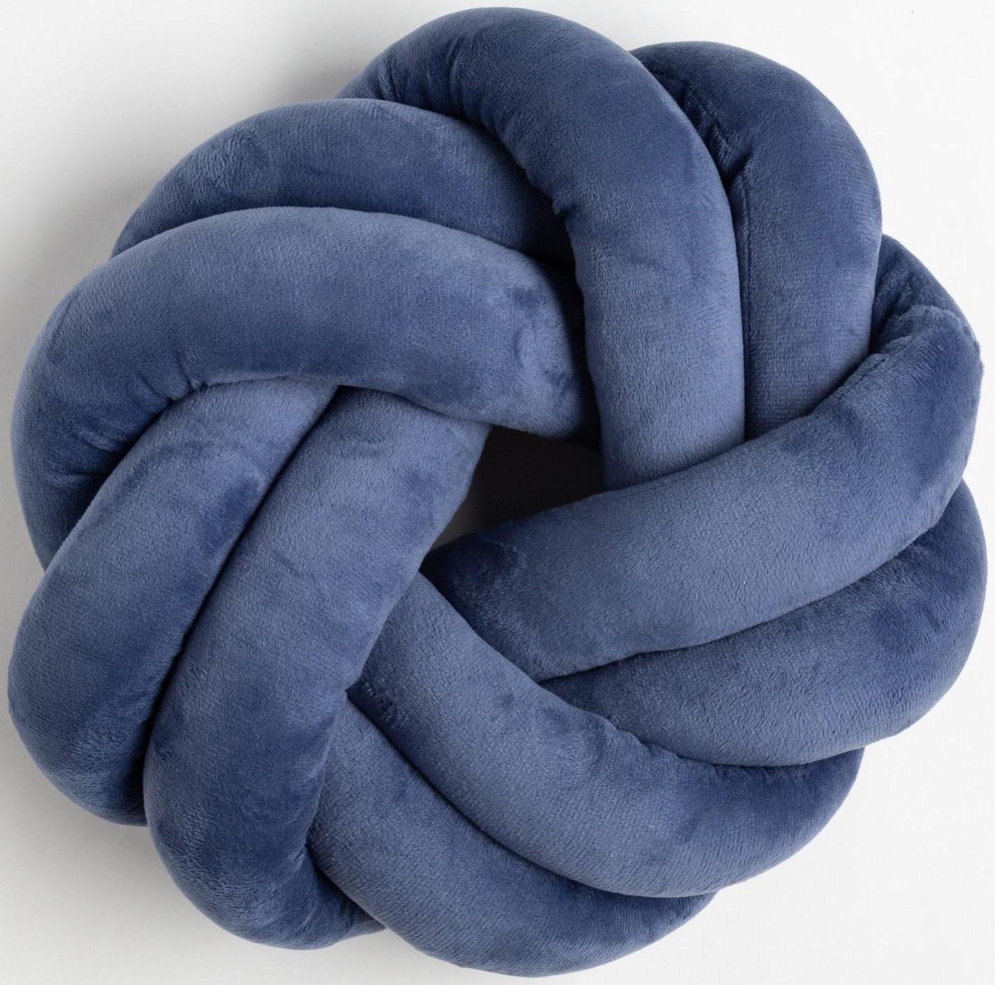 Подушка-узел «Этель», d=33см, цвет синий, велюр