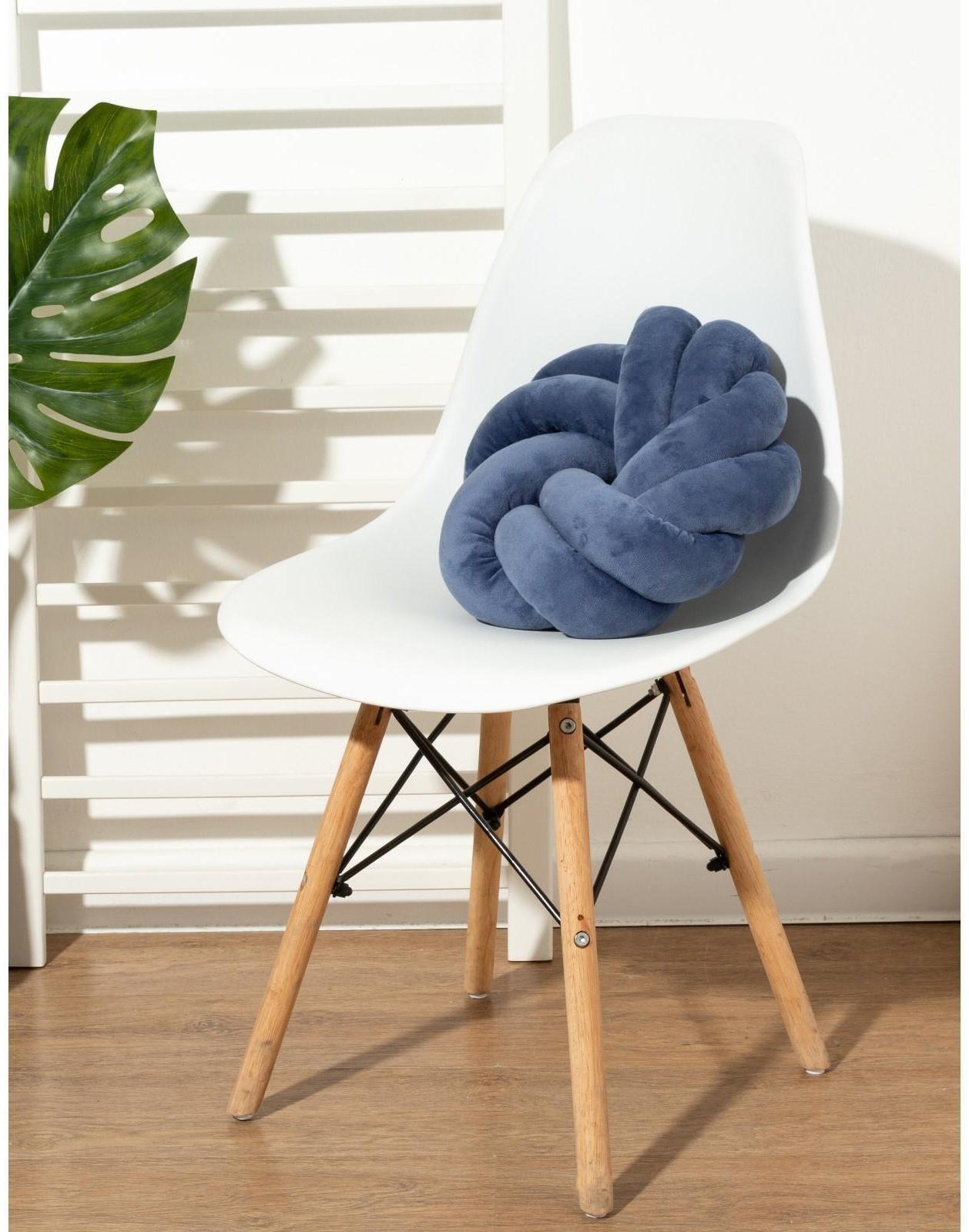 Подушка-узел «Этель», d=33см, цвет синий, велюр