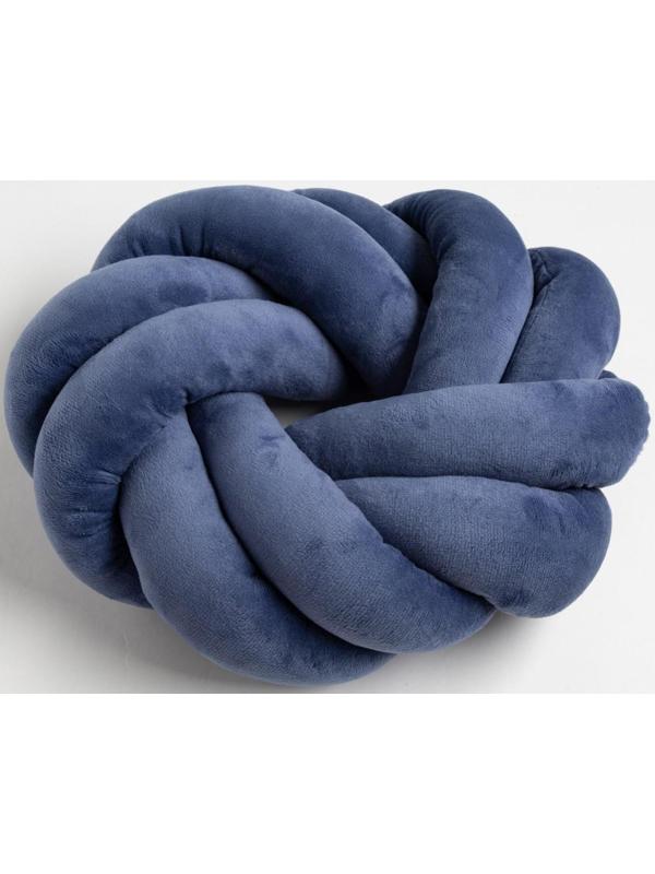 Подушка-узел «Этель», d=33см, цвет синий, велюр
