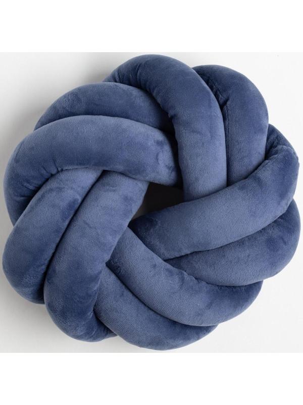 Подушка-узел «Этель», d=33см, цвет синий, велюр