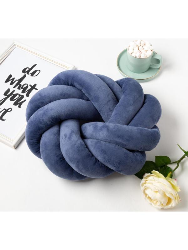 Подушка-узел «Этель», d=33см, цвет синий, велюр