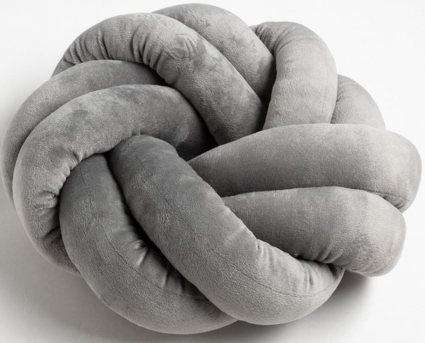 Подушка-узел «Этель», d=33см, цвет тёмно-серый, велюр