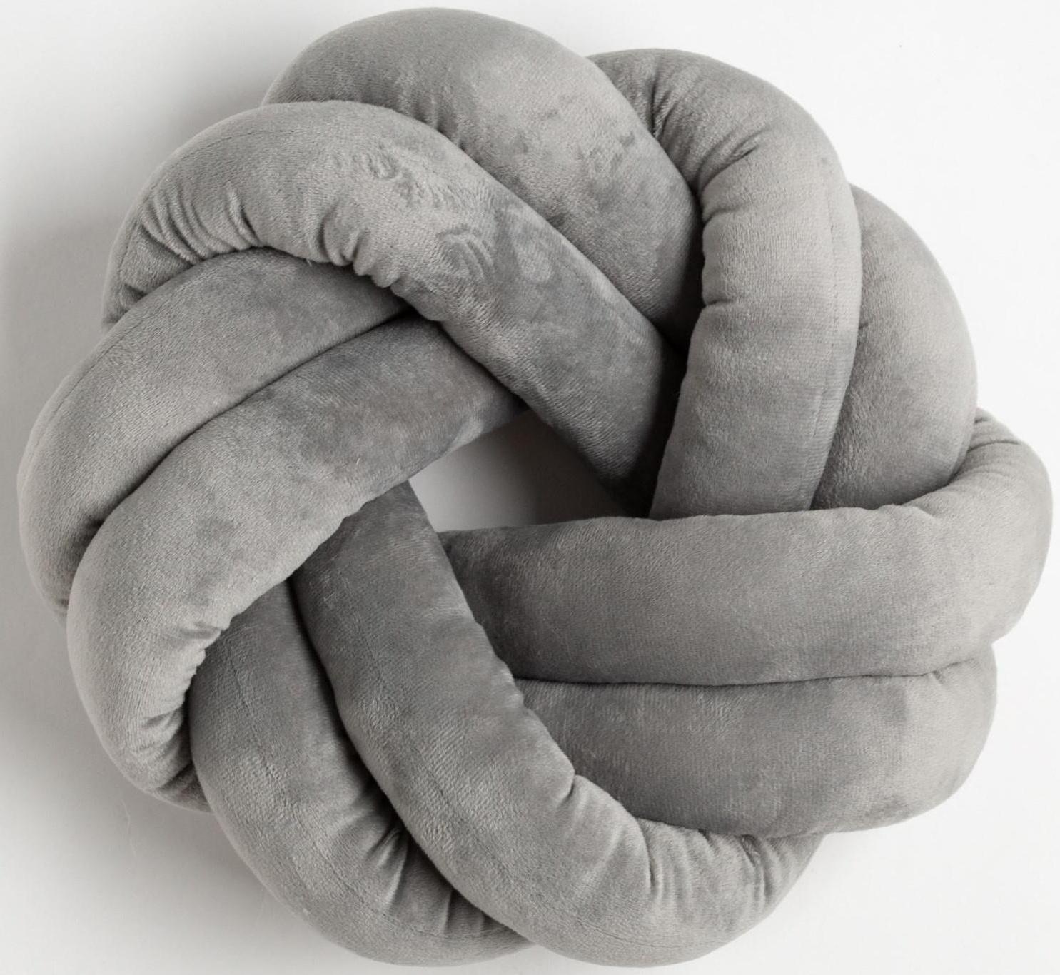 Подушка-узел «Этель», d=33см, цвет тёмно-серый, велюр