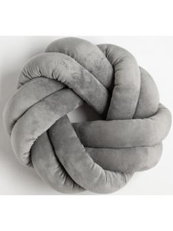 Подушка-узел «Этель», d=33см, цвет тёмно-серый, велюр