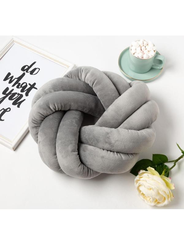 Подушка-узел «Этель», d=33см, цвет тёмно-серый, велюр