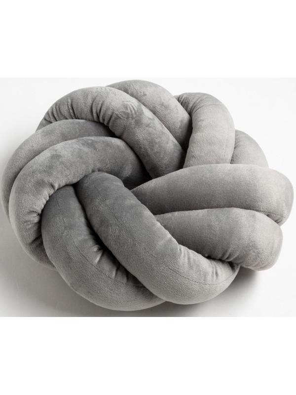 Подушка-узел «Этель», d=33см, цвет тёмно-серый, велюр