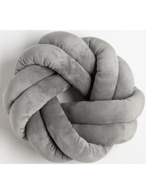 Подушка-узел «Этель», d=33см, цвет тёмно-серый, велюр