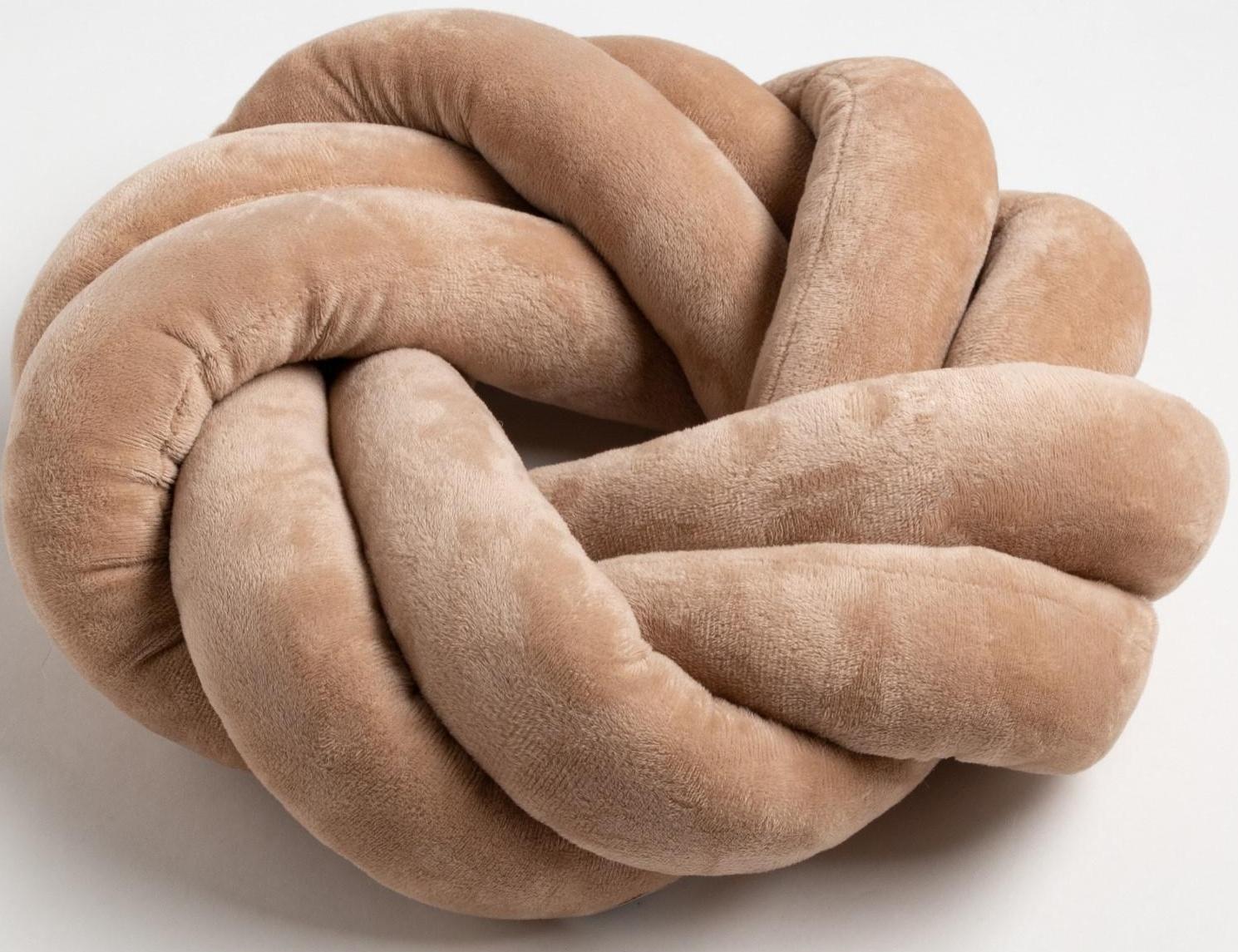 Подушка-узел «Этель», d=33см, цвет тёмно-бежевый, велюр