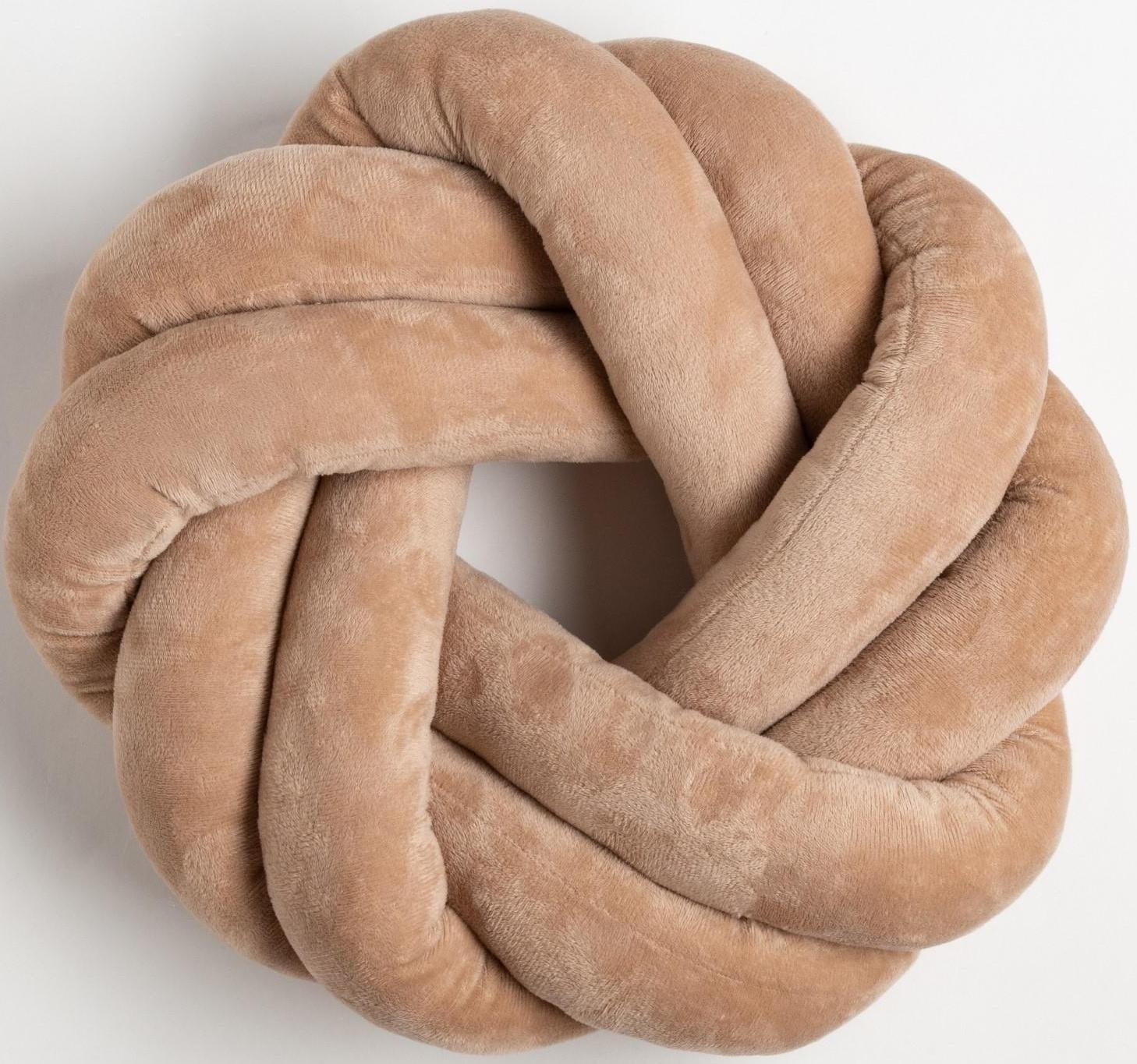 Подушка-узел «Этель», d=33см, цвет тёмно-бежевый, велюр