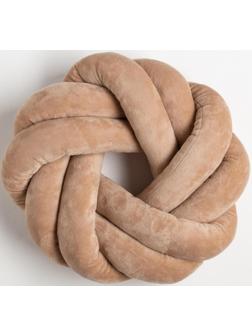 Подушка-узел «Этель», d=33см, цвет тёмно-бежевый, велюр