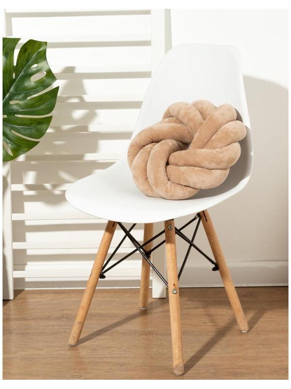 Подушка-узел «Этель», d=33см, цвет тёмно-бежевый, велюр