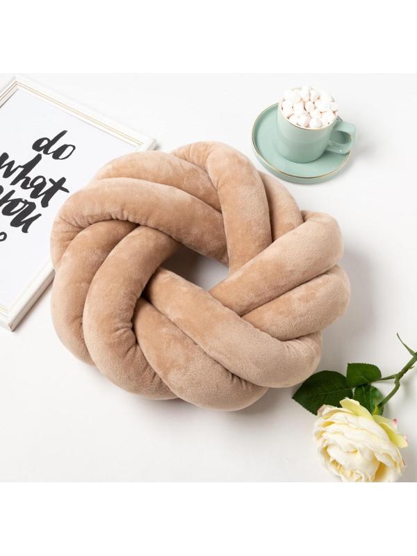 Подушка-узел «Этель», d=33см, цвет тёмно-бежевый, велюр