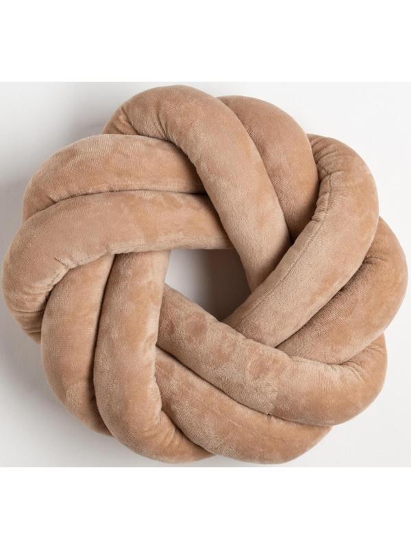 Подушка-узел «Этель», d=33см, цвет тёмно-бежевый, велюр