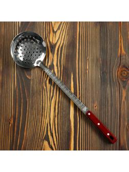 Шумовка для казана узбекская 46см, глубокая, с деревянной ручкой