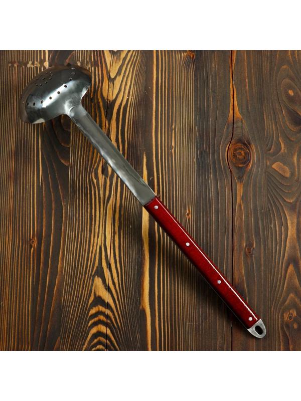 Шумовка для казана узбекская 60см, глубокая, с деревянной ручкой