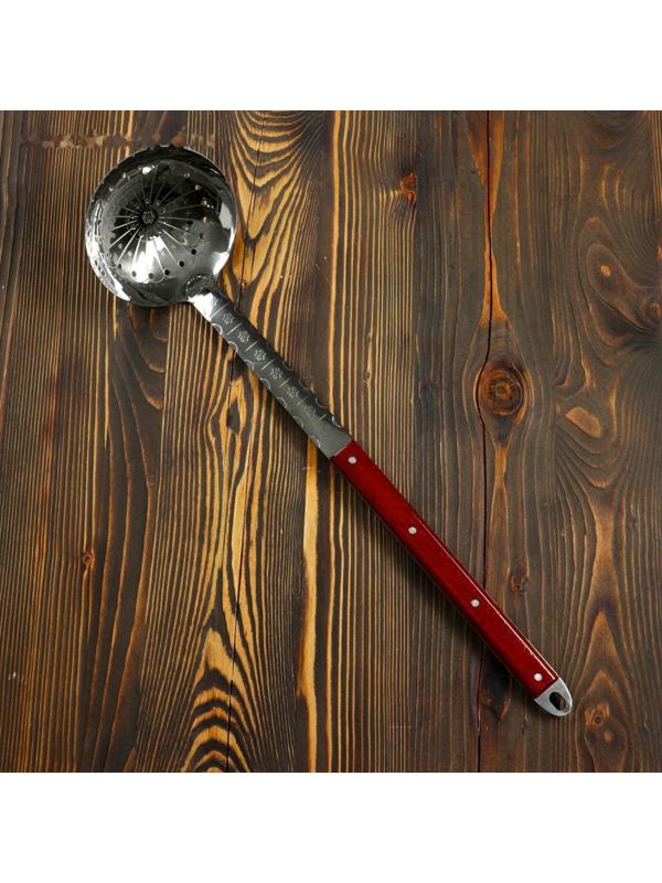 Шумовка для казана узбекская 60см, глубокая, с деревянной ручкой