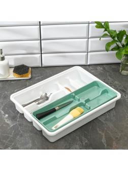 Лоток-вкладыш для столовых приборов, 2-х ярусный, цвет фисташковый