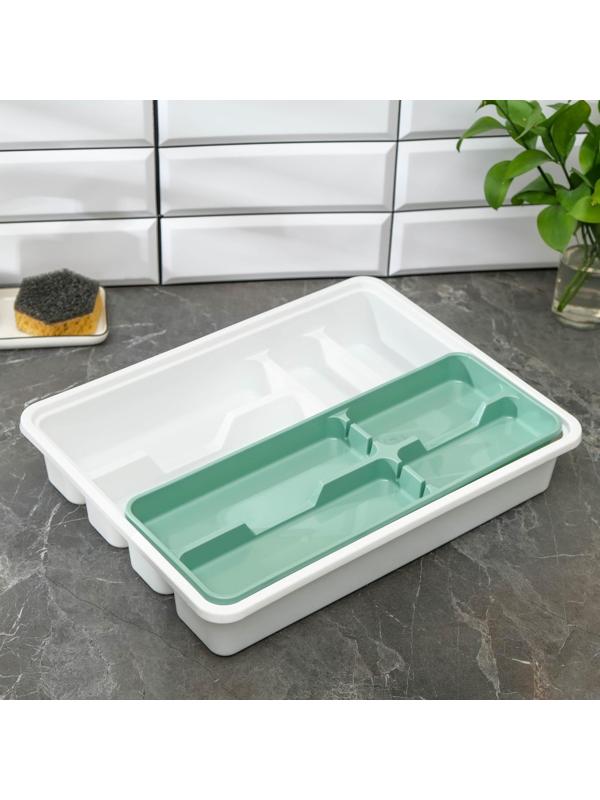 Лоток-вкладыш для столовых приборов, 2-х ярусный, цвет фисташковый