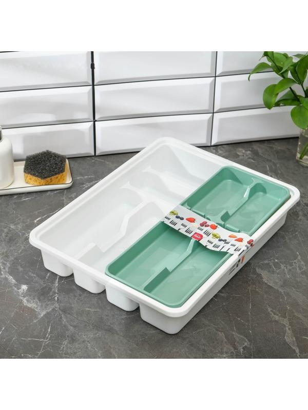 Лоток-вкладыш для столовых приборов, 2-х ярусный, цвет фисташковый